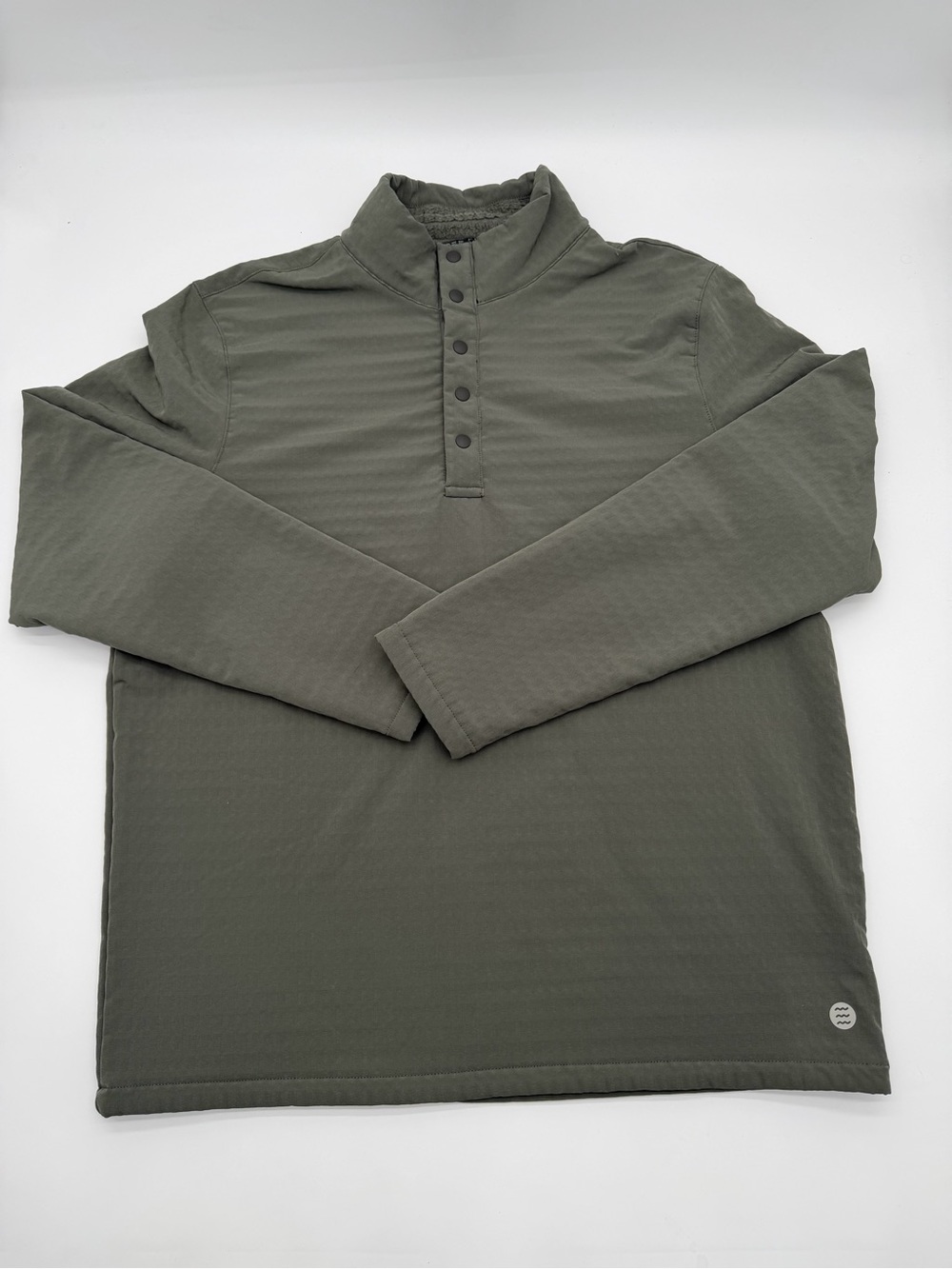 Free Fly Sweatshirt Mens Large Green Gridback Fleece Snap Pullover Mock Neck